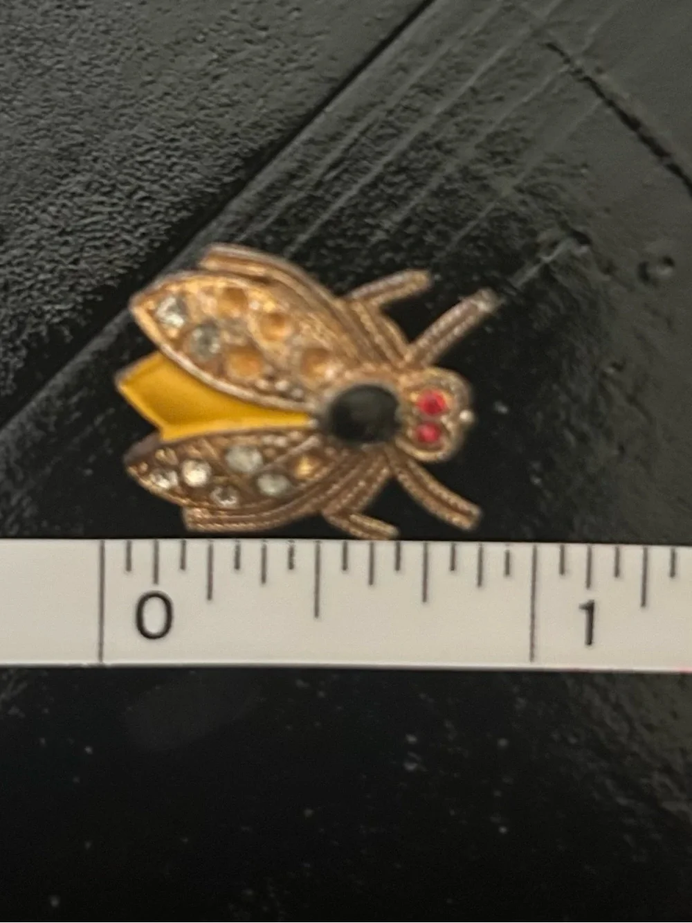 Vintage Rhinestone Bee Fly Brooch Pin Gold Tone Enamel Insect Bug Tiny 1